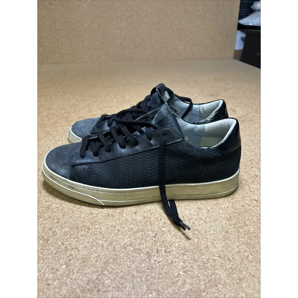 P448 Men Size EU 42 US 9 Low Top Casual Luxury Sneakers Shoes Made In Italy Gray